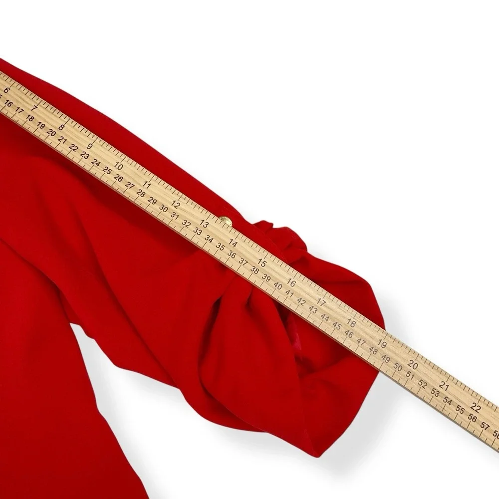 Tahari Blazer Women XL Red Long Sleeve Open‎ Front Lined Roll Tab Notch NWT